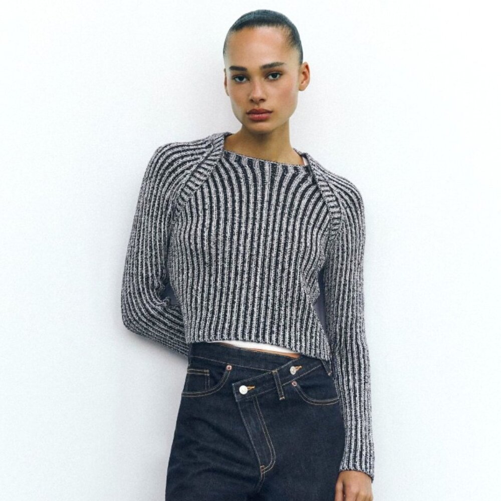 ZARA RIBBED KNIT CROPPED SWEATER NWT